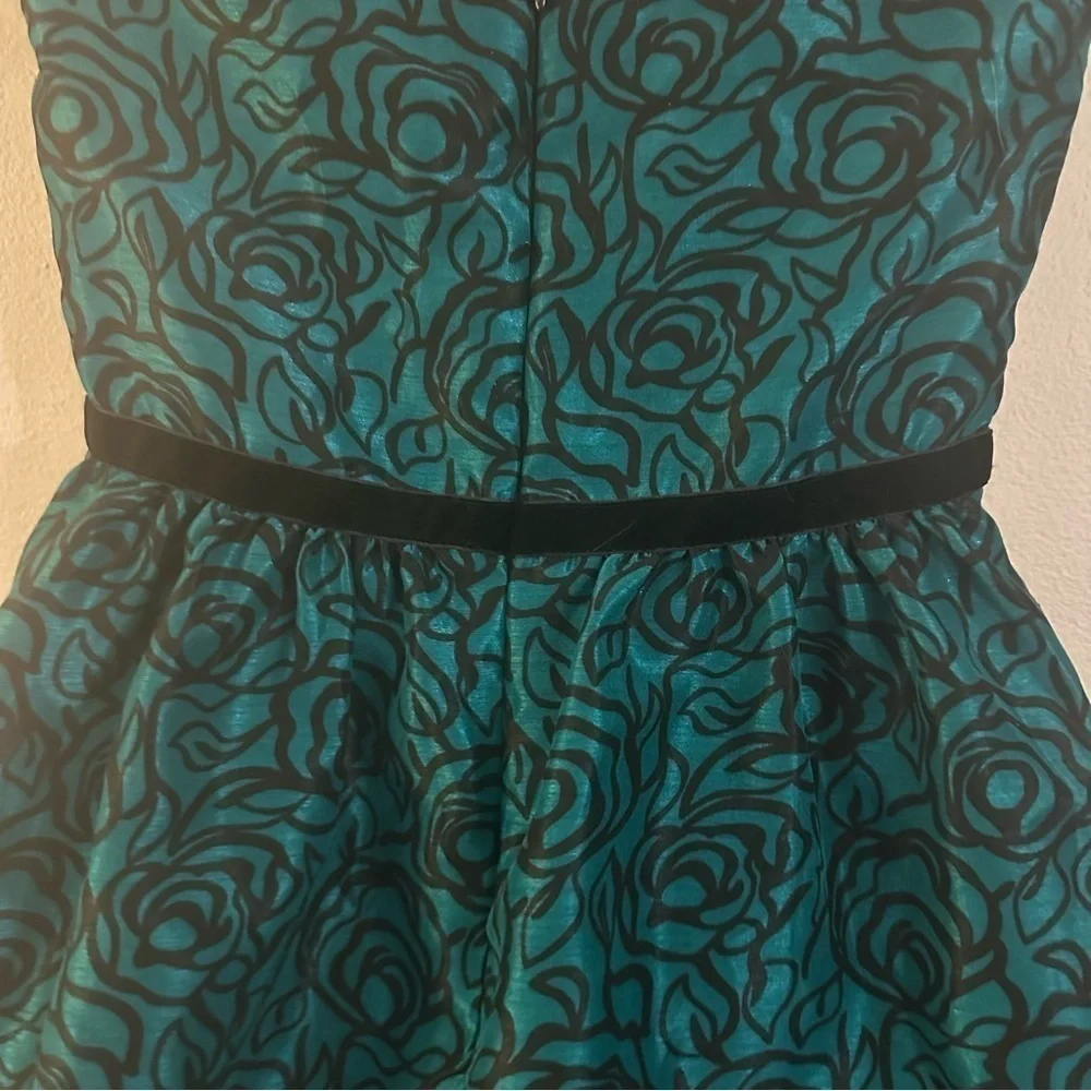Gymboree Girl Emerald Green Black Lace Rose Holiday Party Dress Sleeveless 6